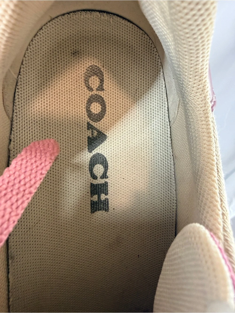 Coach Pink & Tan Women's Signature Lace-Up Sneakers